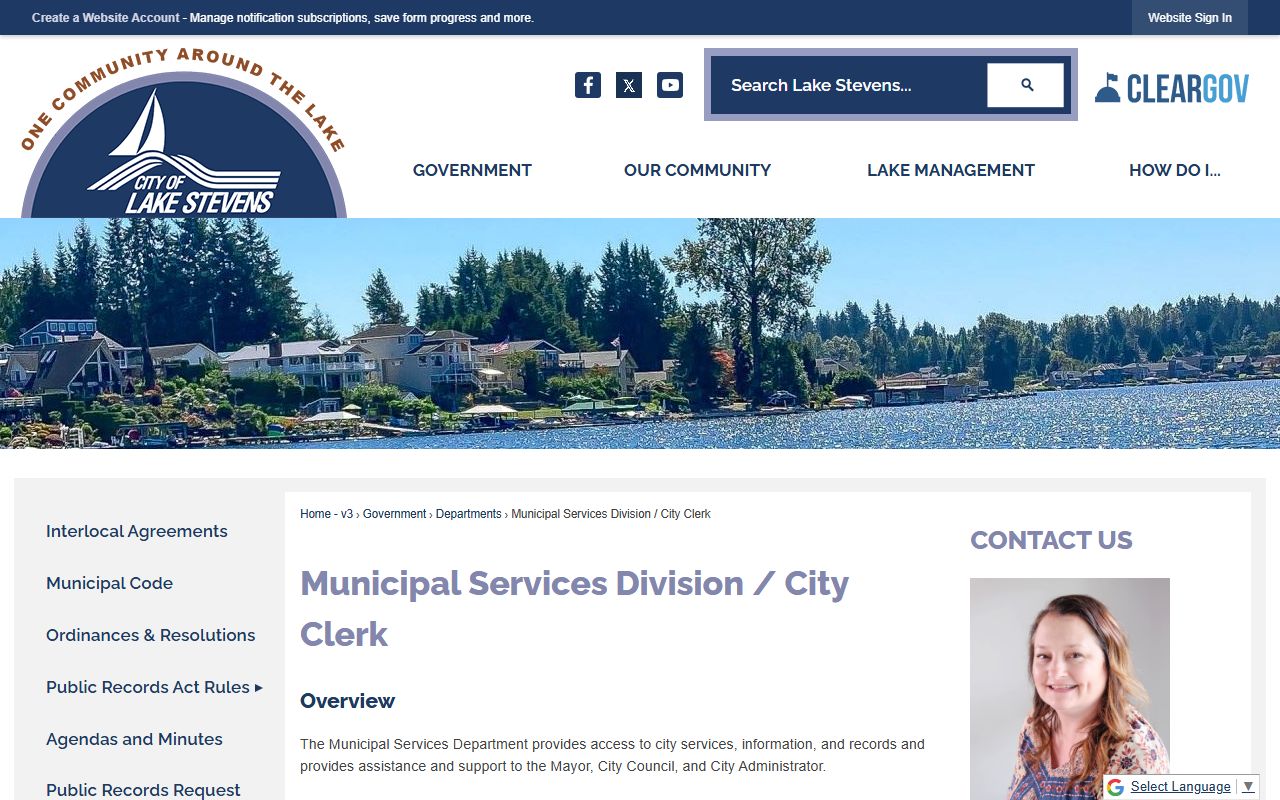 Lake Stevens city clerk and municipal services - Lake Stevens probate court records
