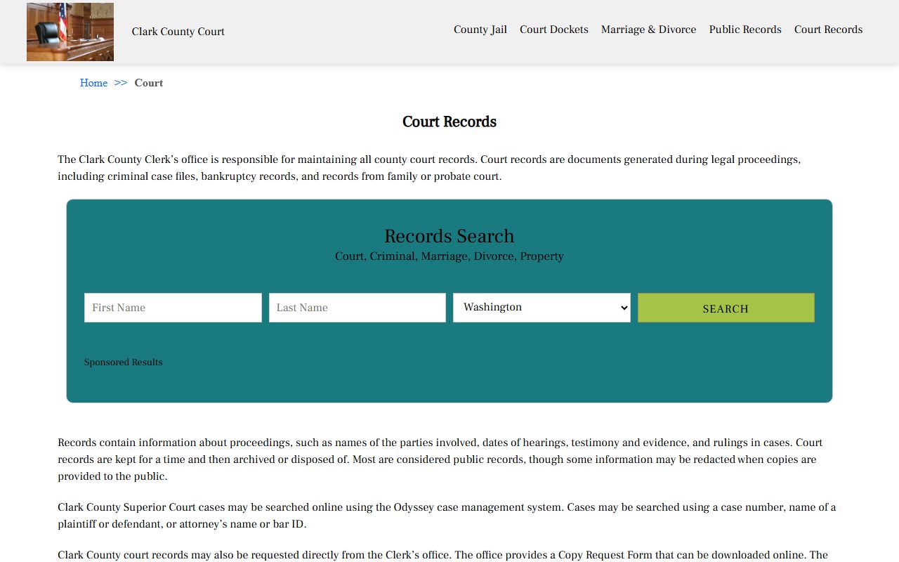 Clark County court records access and copy fees for probate