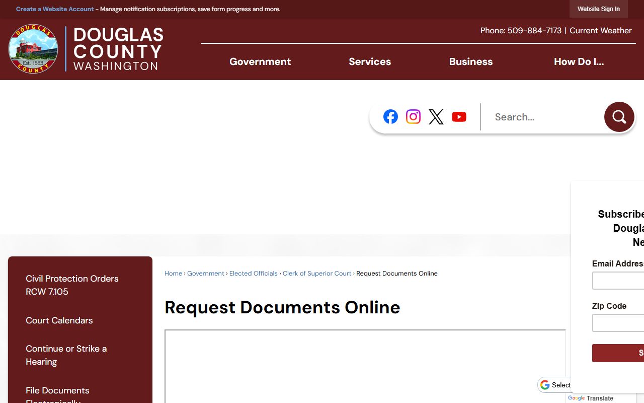 Douglas County Request Documents Online portal for probate court records