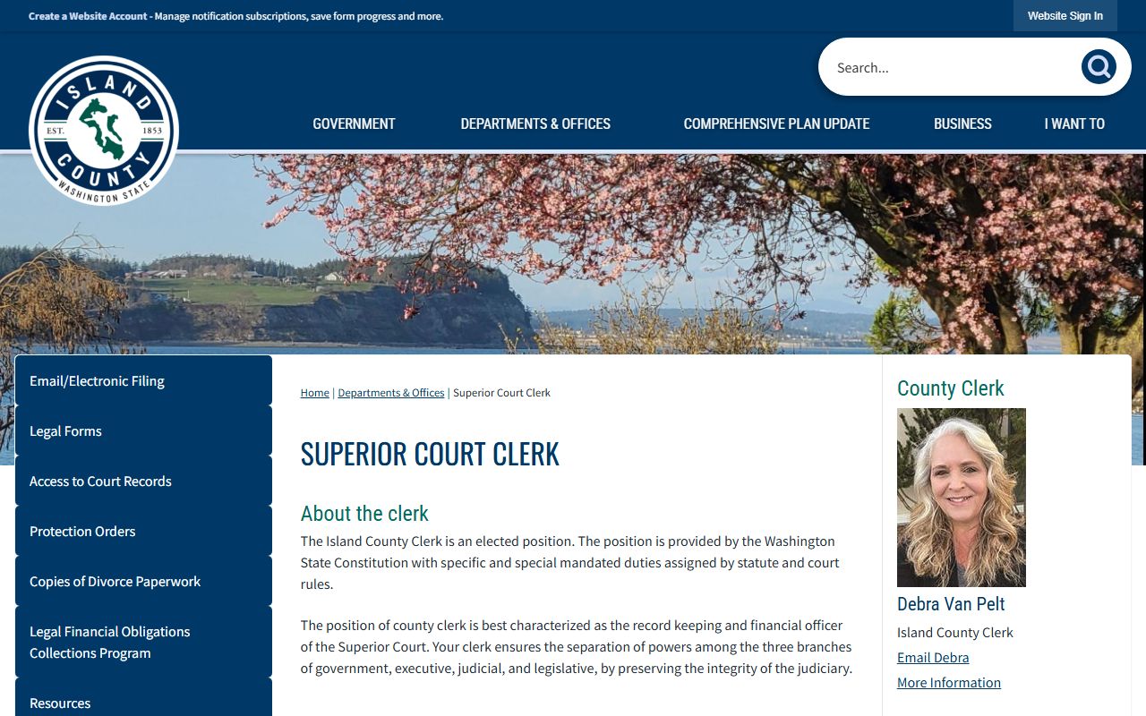 Island County probate court records Superior Court Clerk