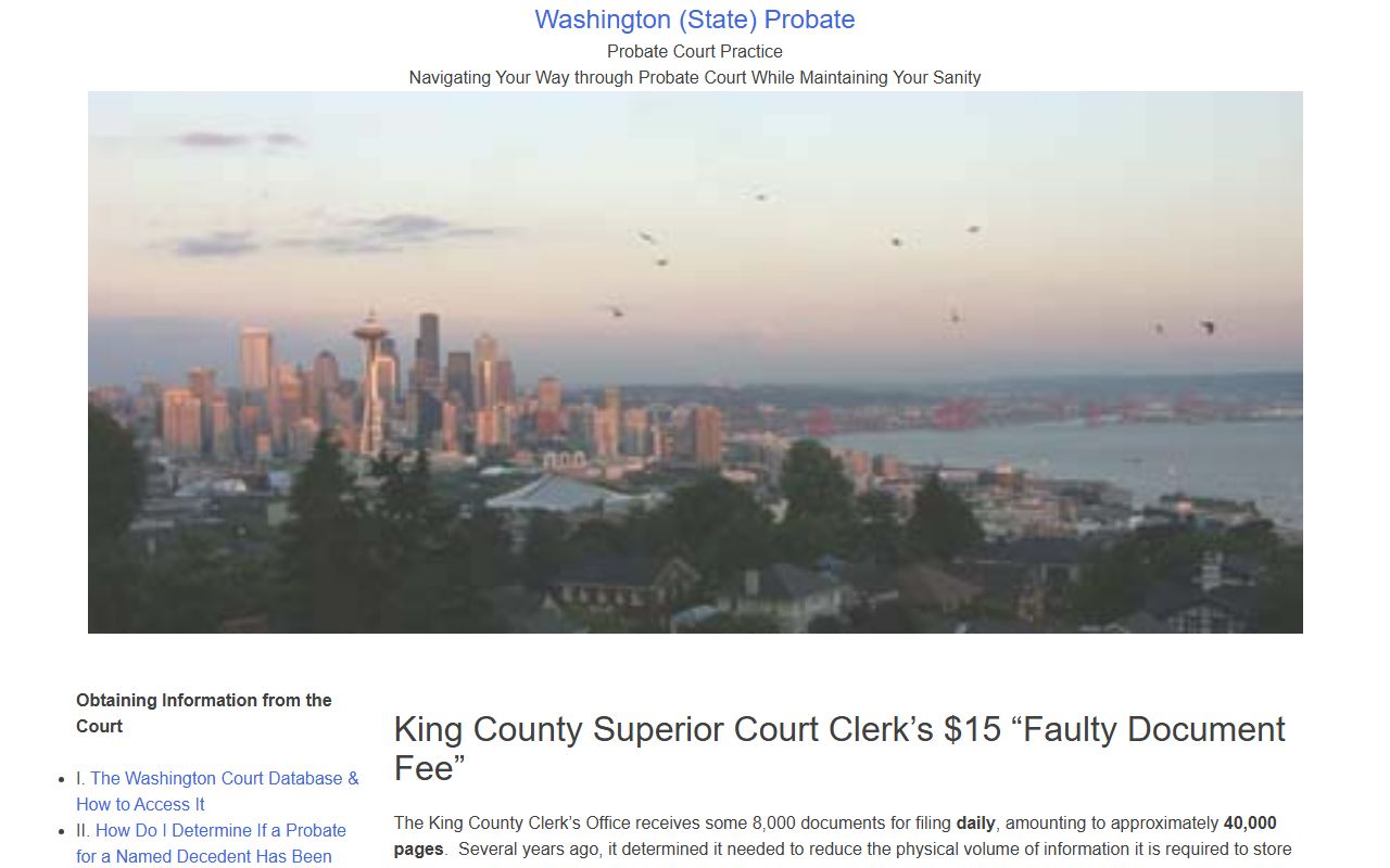 King County probate filing requirements and faulty document fee rules