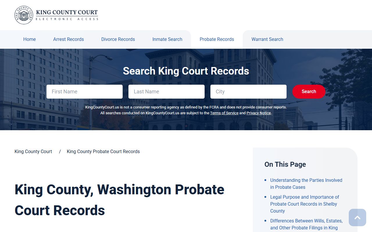 King County probate court records search portal
