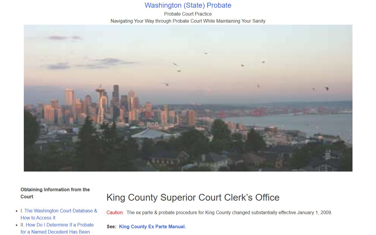 King County Superior Court Clerk office locations for probate filings