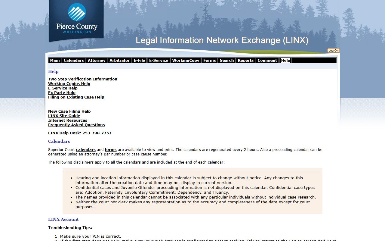 Pierce County LINX online court records search for probate cases