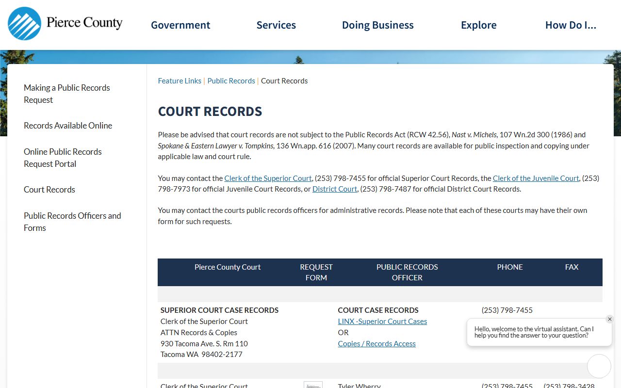 Pierce County court records access probate filings