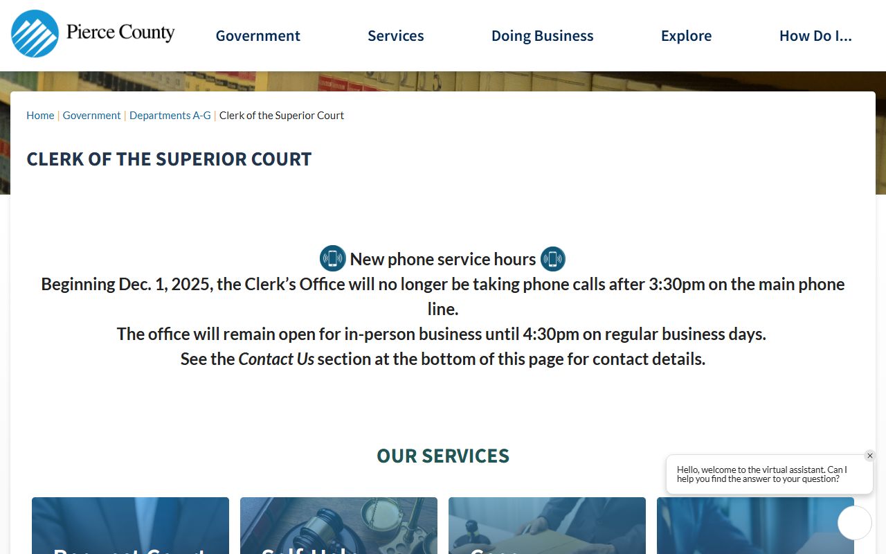 Pierce County Superior Court Clerk probate court records