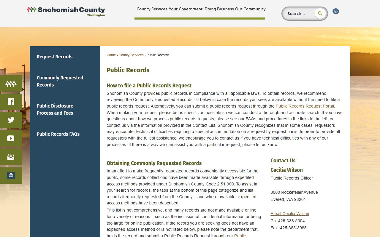 Snohomish County public records information for court records access