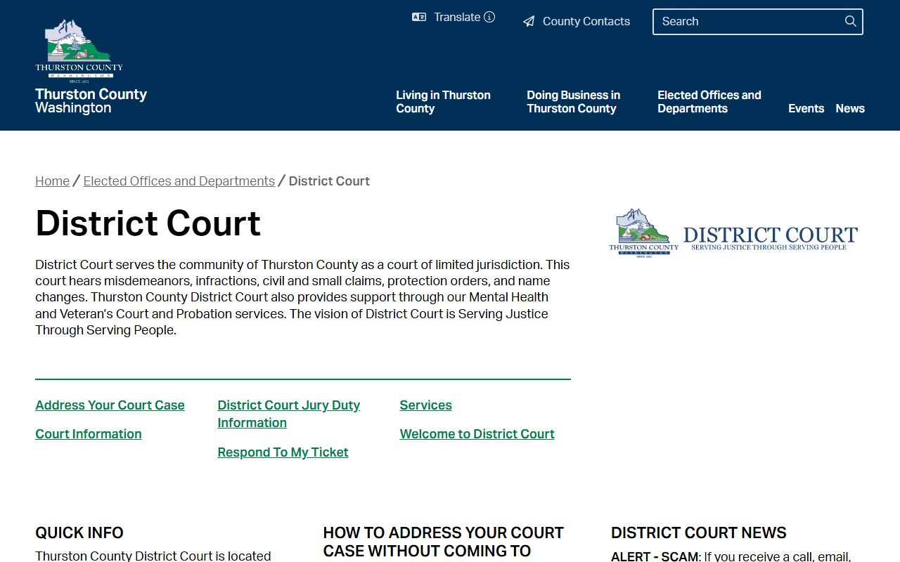 Thurston County court system for probate records