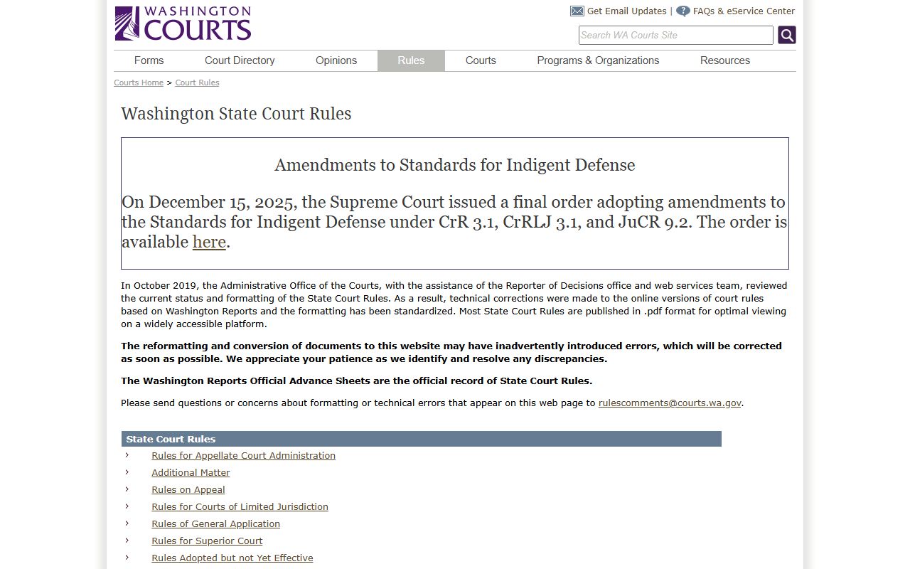 Washington State court rules governing probate proceedings
