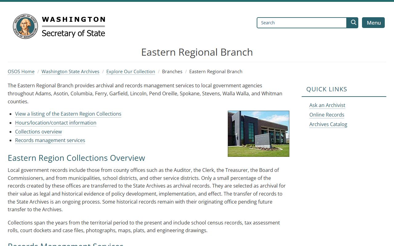 Washington State Archives Eastern Regional Branch probate records eastern Washington