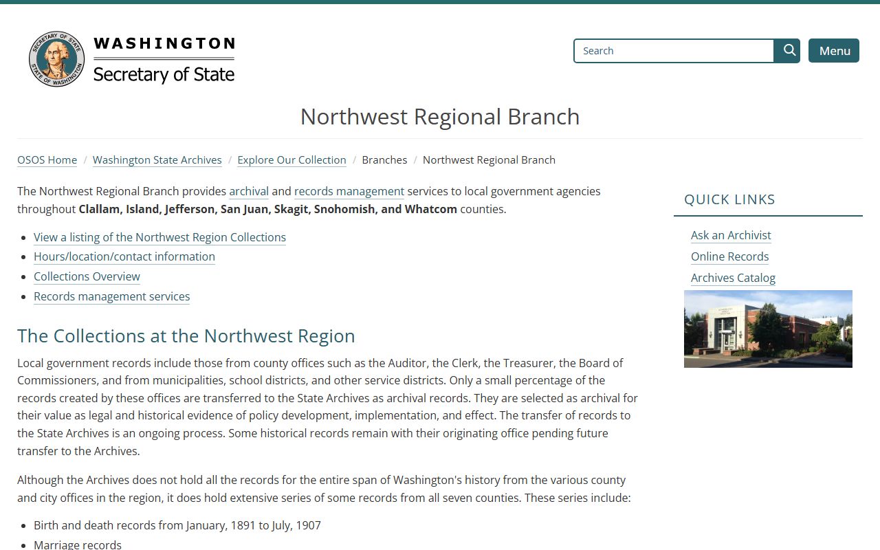 Washington State Archives Northwest Regional Branch probate records Whatcom Skagit Snohomish