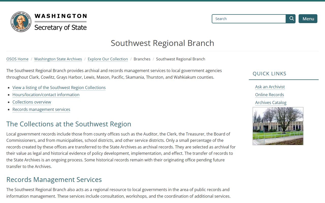 Washington State Archives Southwest Regional Branch probate records Thurston Grays Harbor Mason